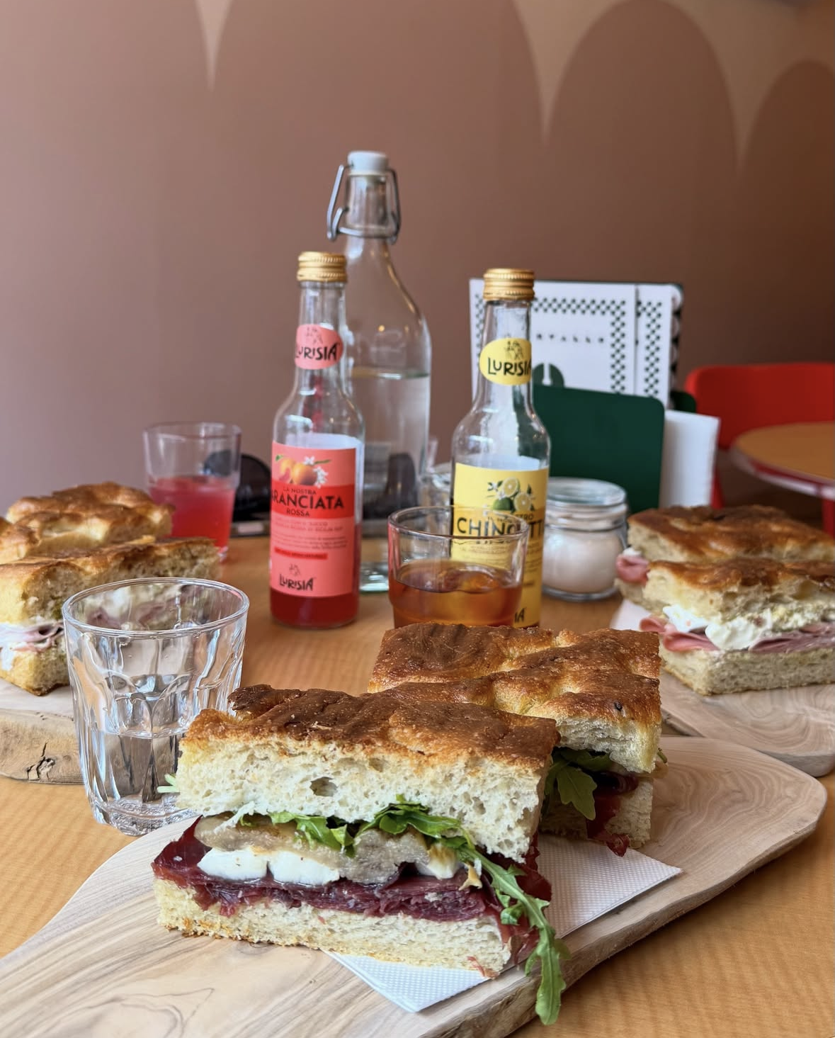 Freshly made focaccia sandwiches