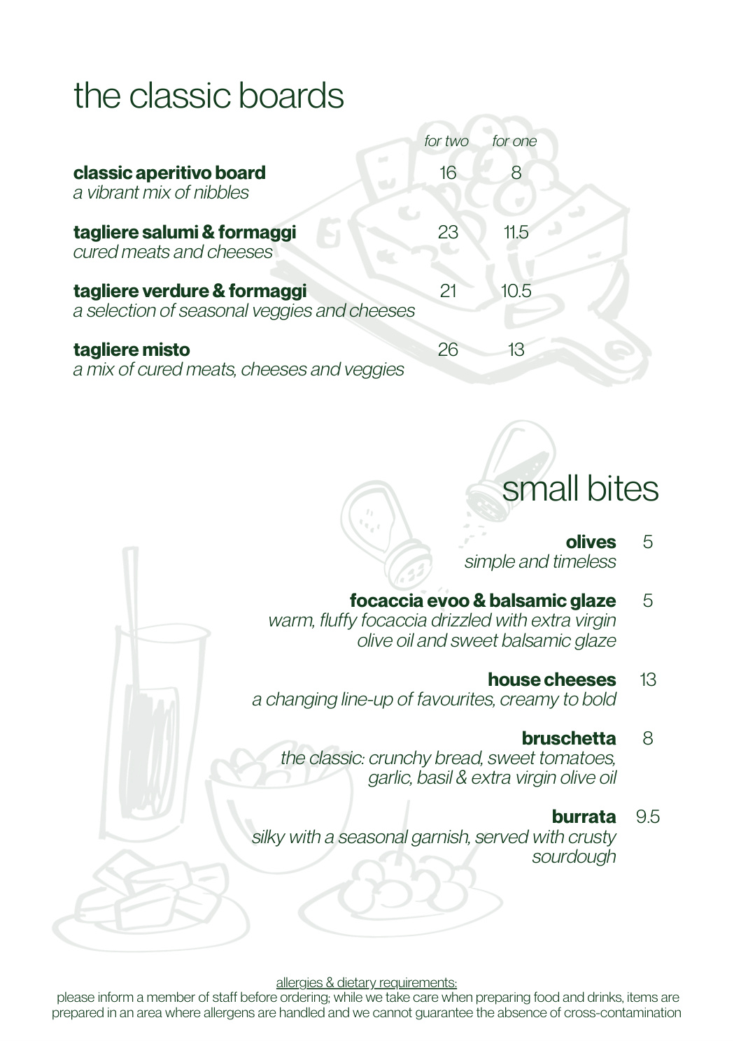 Classic boards, small bites, and sharing plates